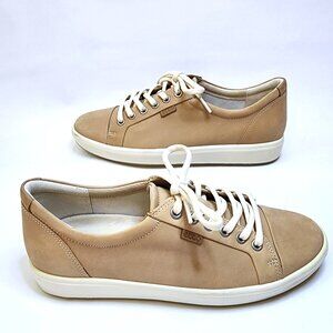 ECCO Soft 7 Shoes Womens 8.5 Tan Nubuck Leather Slip On Comfort Sneaker EU39